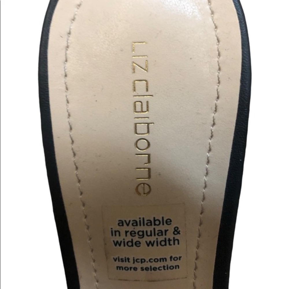 LIZ CLAIBORNE BLACK LEATHER BLOCK HEEL SANDALS